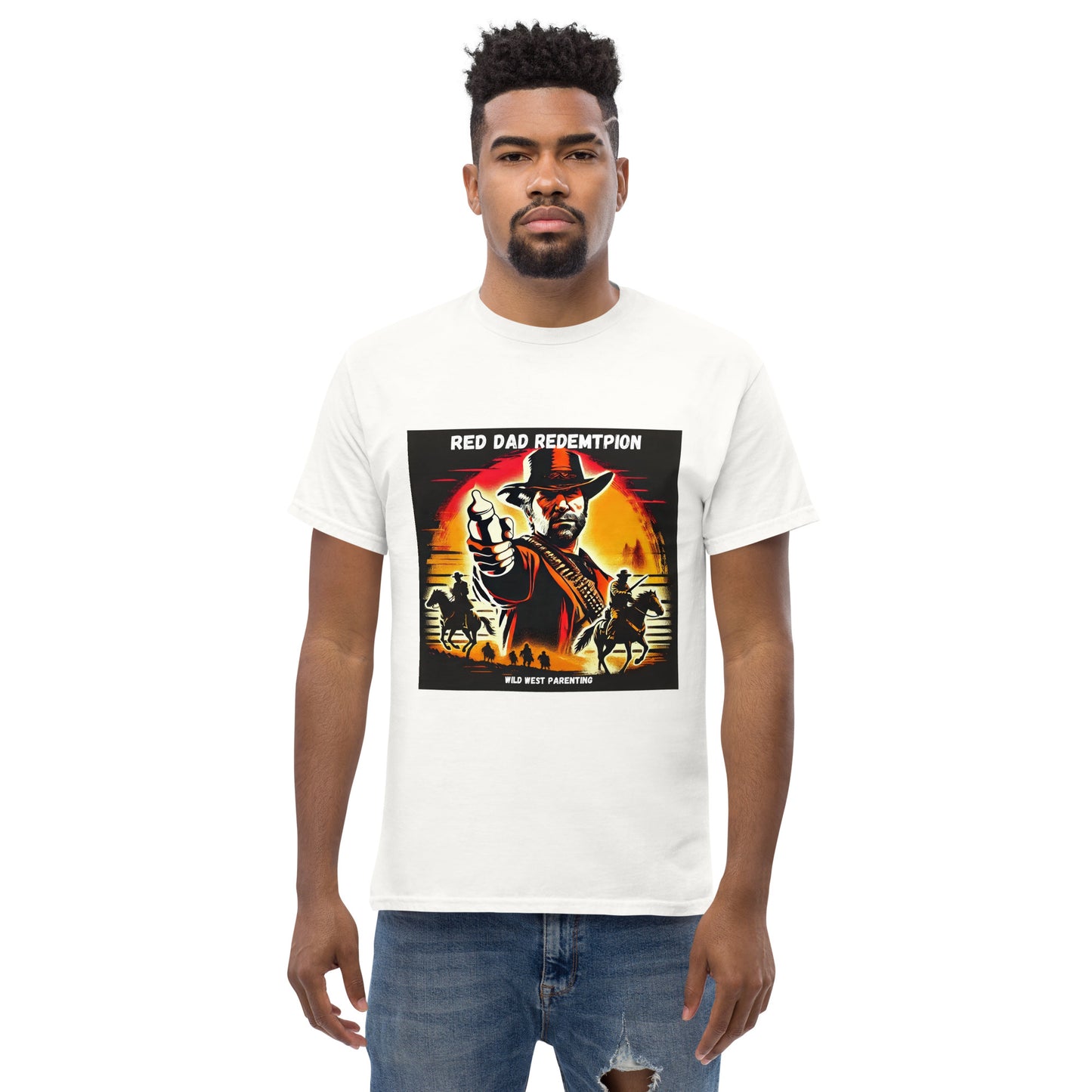 Red Dad Redemption T-Shirt – Gamer Dad Wild West Parody
