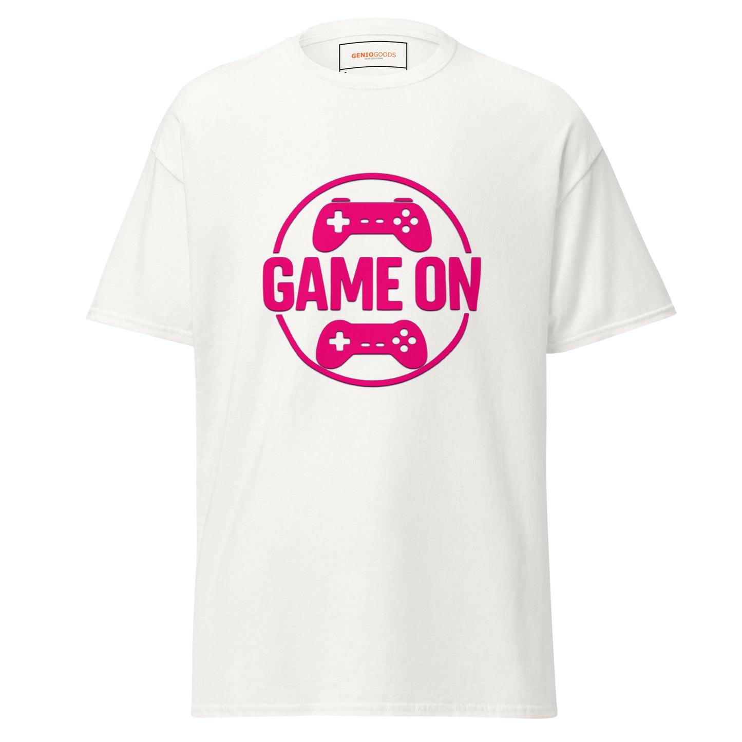 Game On Pink T-Shirt – Neon Unisex Gamer Cotton Tee – fan-made gamer merch by GenioGoods