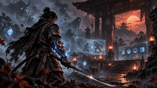 Samurai facing supernatural enemies at a dark Japanese temple, representing the Onimusha Way of the Sword demo and platform release.