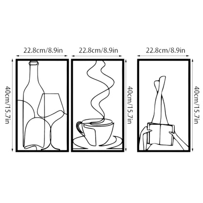 Set of 3 Minimalist Book & Coffee Metal Wall Art – Modern Home Decor