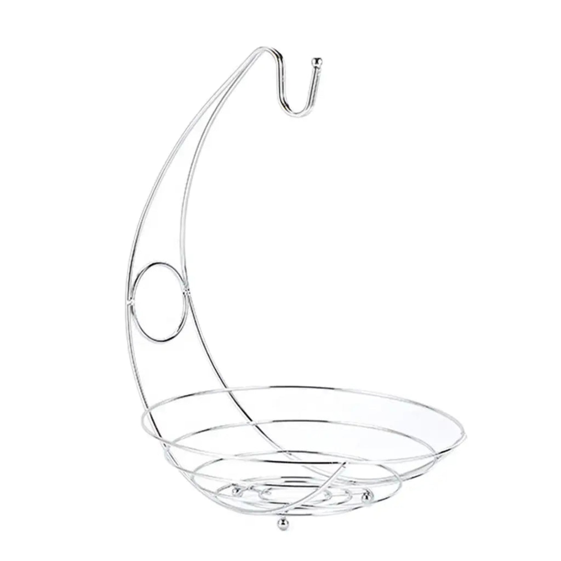 2-in-1 Fruit Bowl with Banana Hanger – Chrome Kitchen Basket
