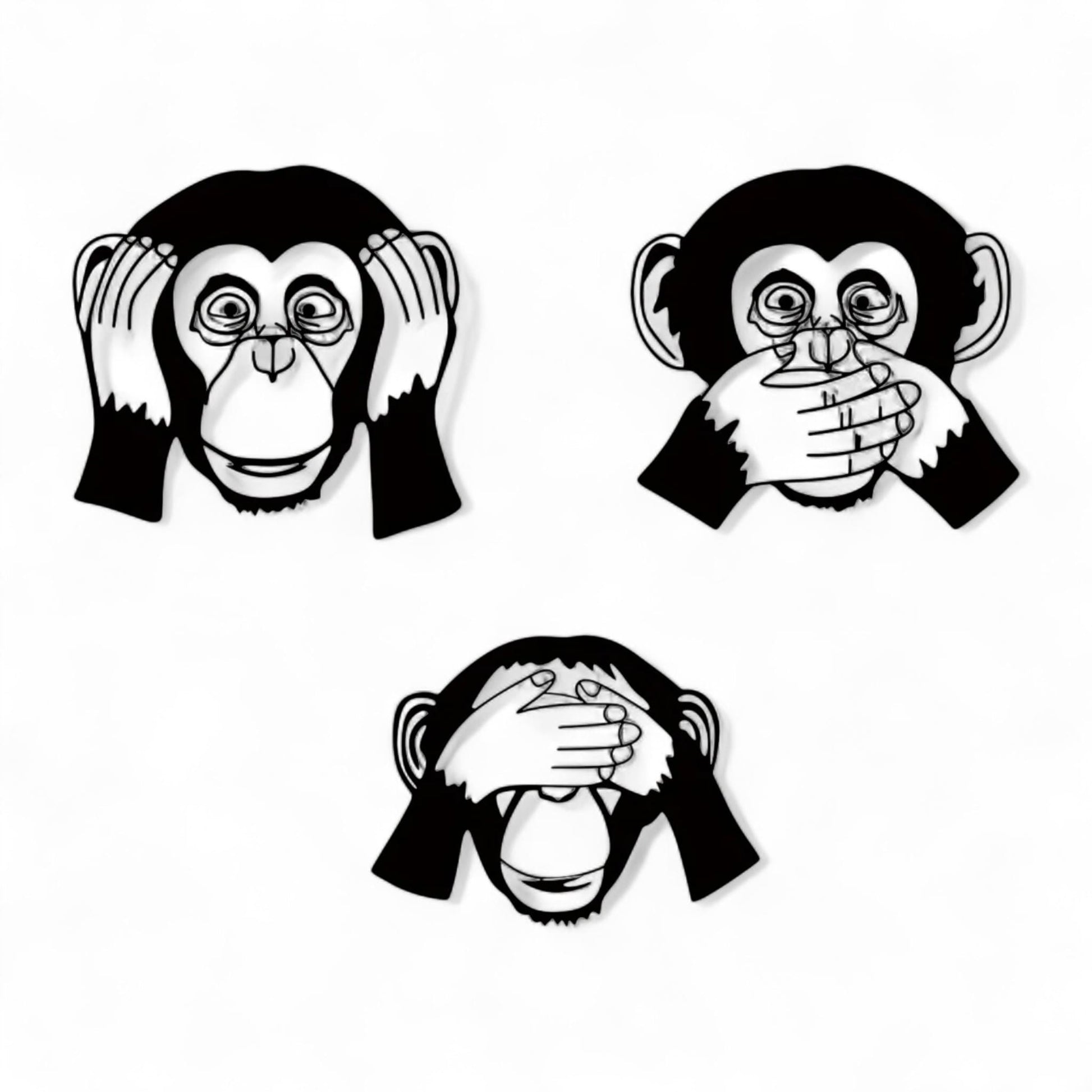 3 Pcs Funny Monkey Metal Wall Decor – See Hear Speak No Evil