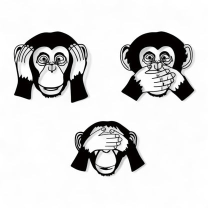 3 Pcs Funny Monkey Metal Wall Decor – See Hear Speak No Evil