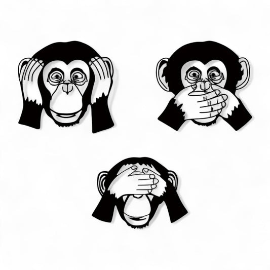 3 Pcs Funny Monkey Metal Wall Decor – See Hear Speak No Evil
