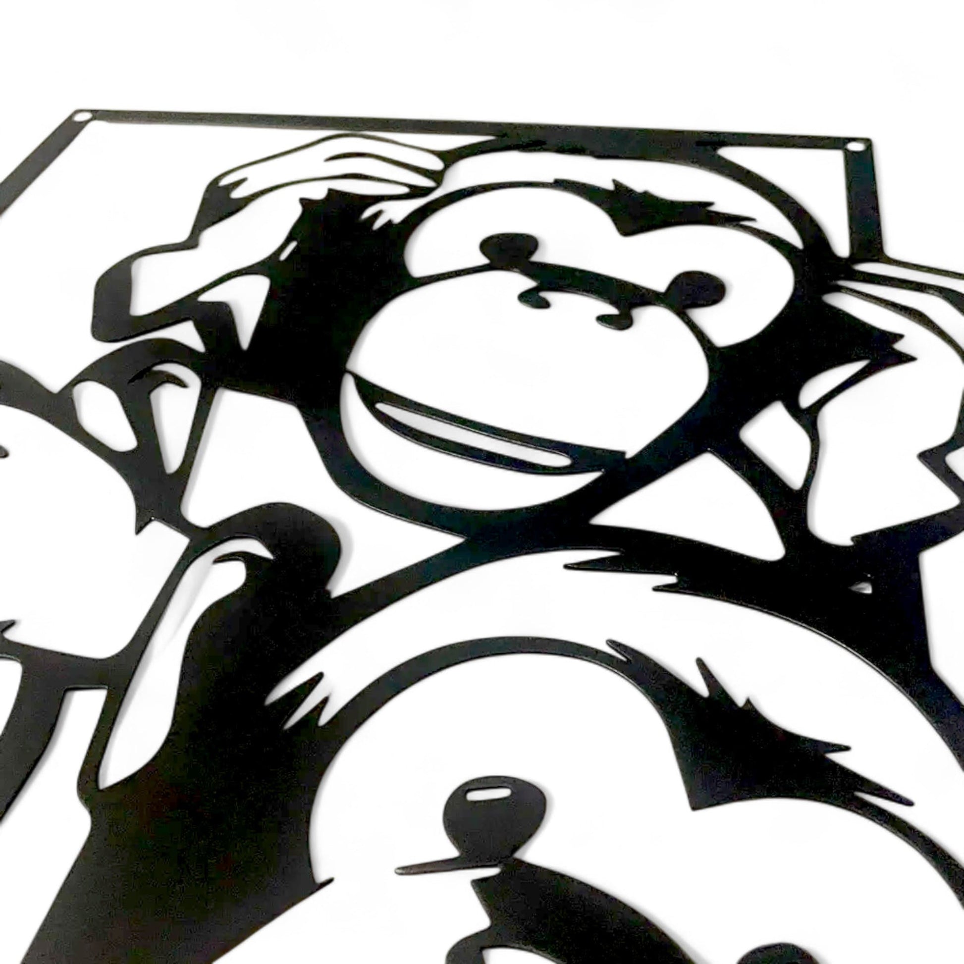 No See Hear Speak Monkey Metal Wall Art – Funny Bathroom Decor