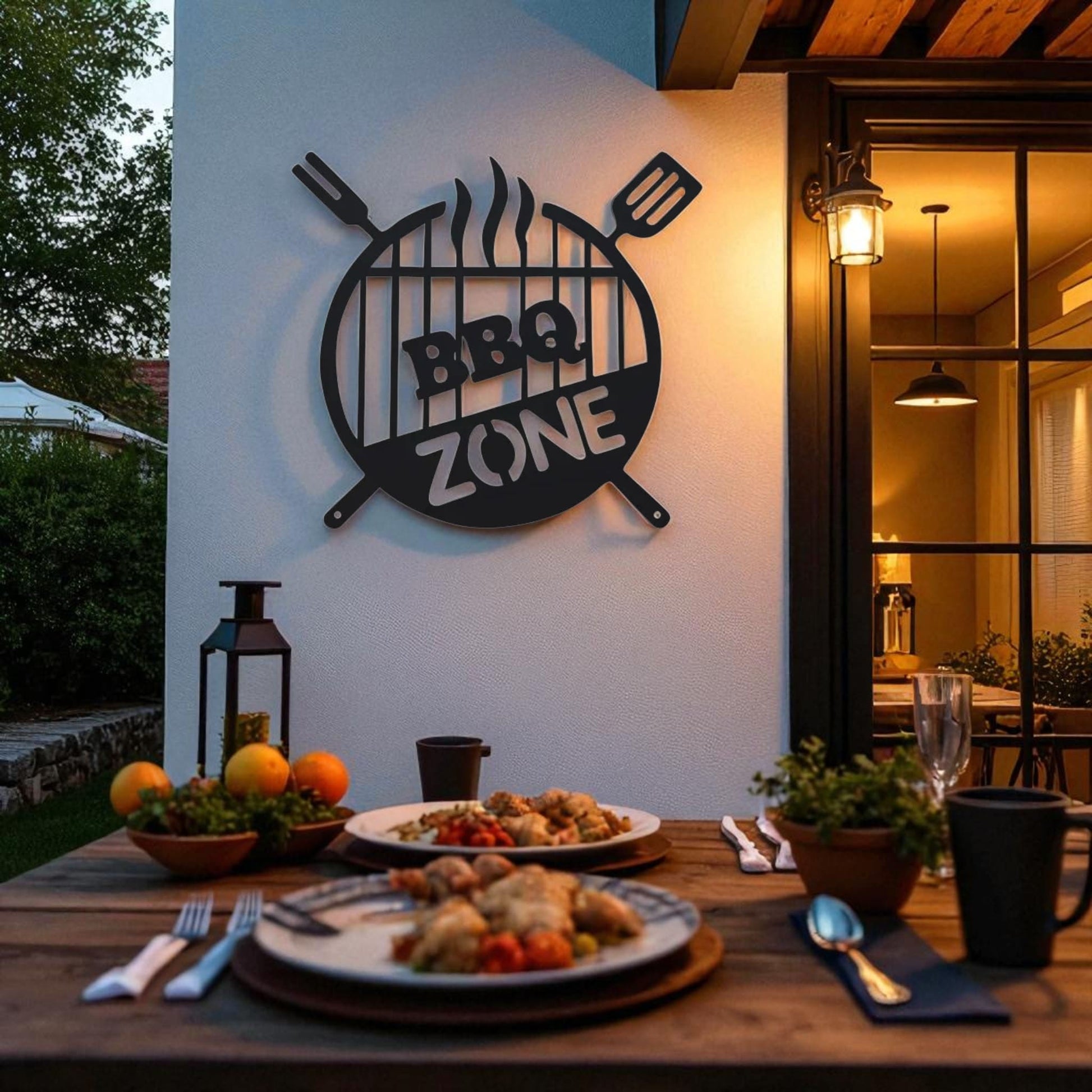 BBQ Zone Metal Sign – Outdoor Grill & Patio Wall Decor