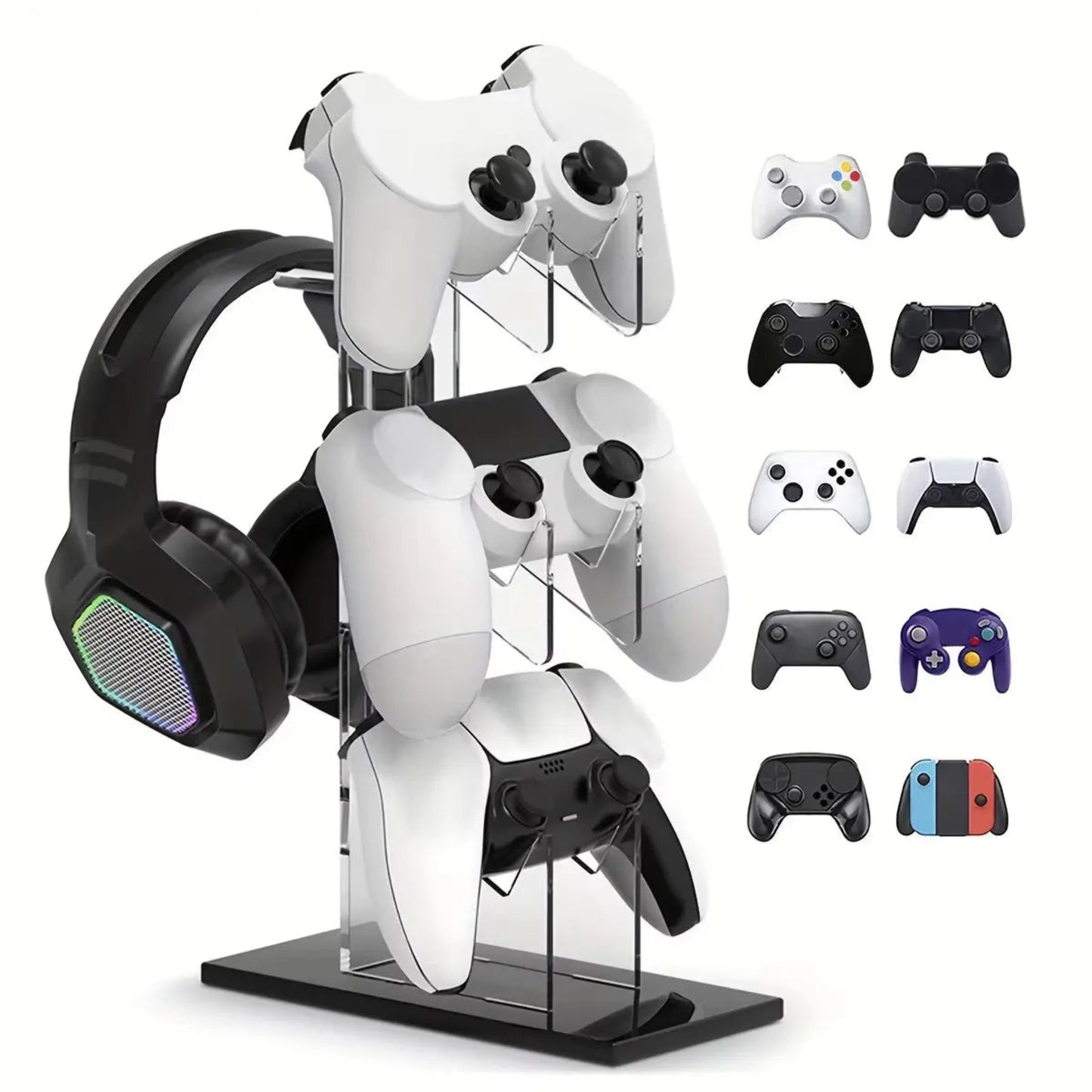 3-Layer Gaming Controller Stand - Headphone & Gamepad Storage