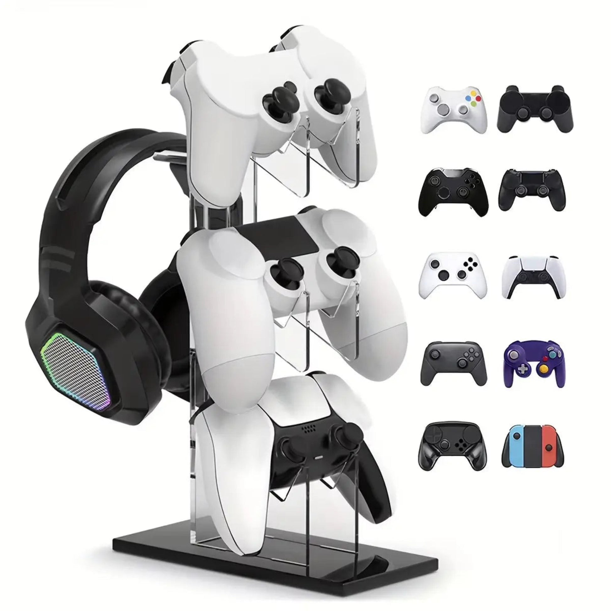 3-Layer Gaming Controller Stand - Headphone & Gamepad Storage