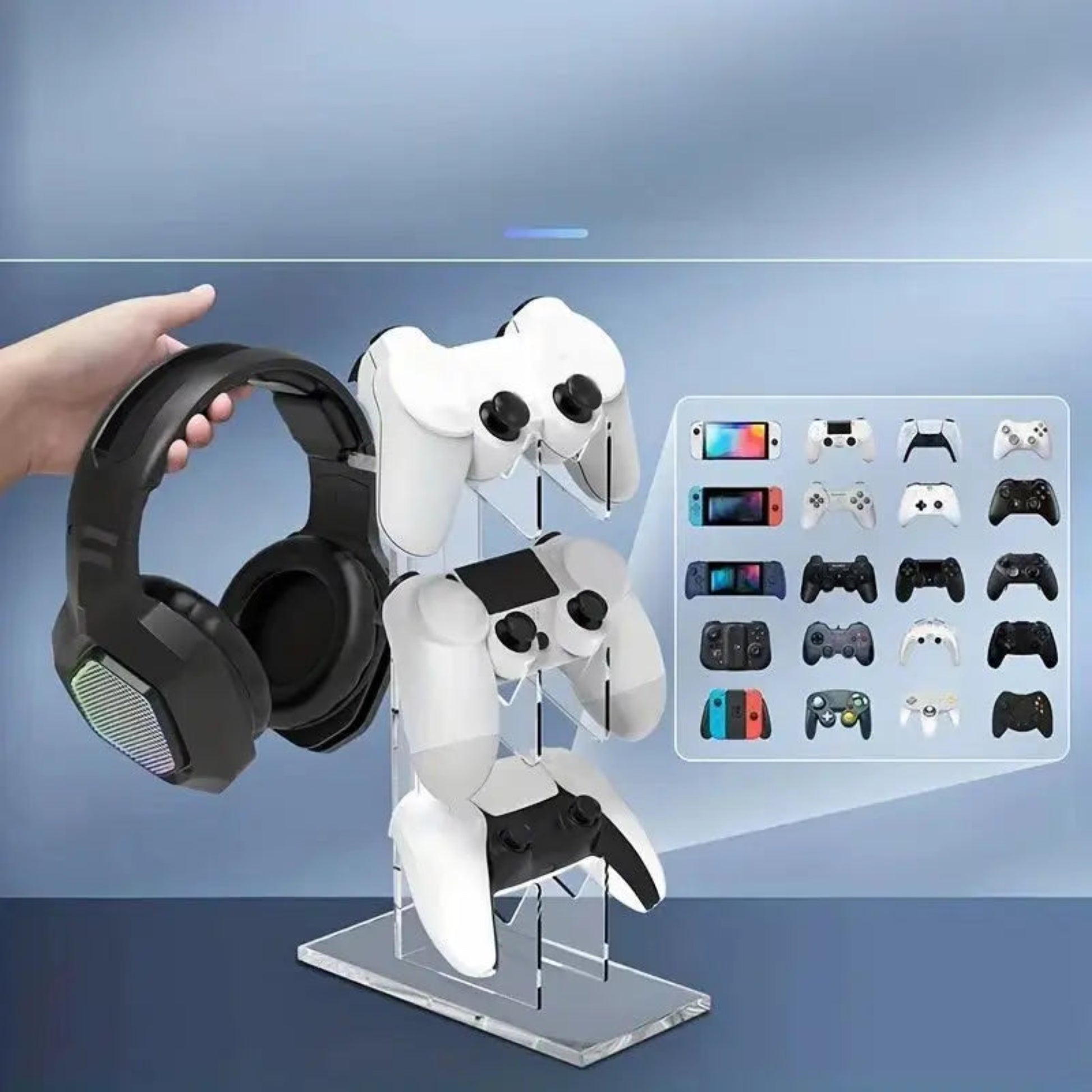 3-Layer Gaming Controller Stand - Headphone & Gamepad Storage