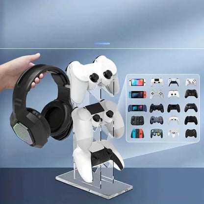 3-Layer Gaming Controller Stand - Headphone & Gamepad Storage