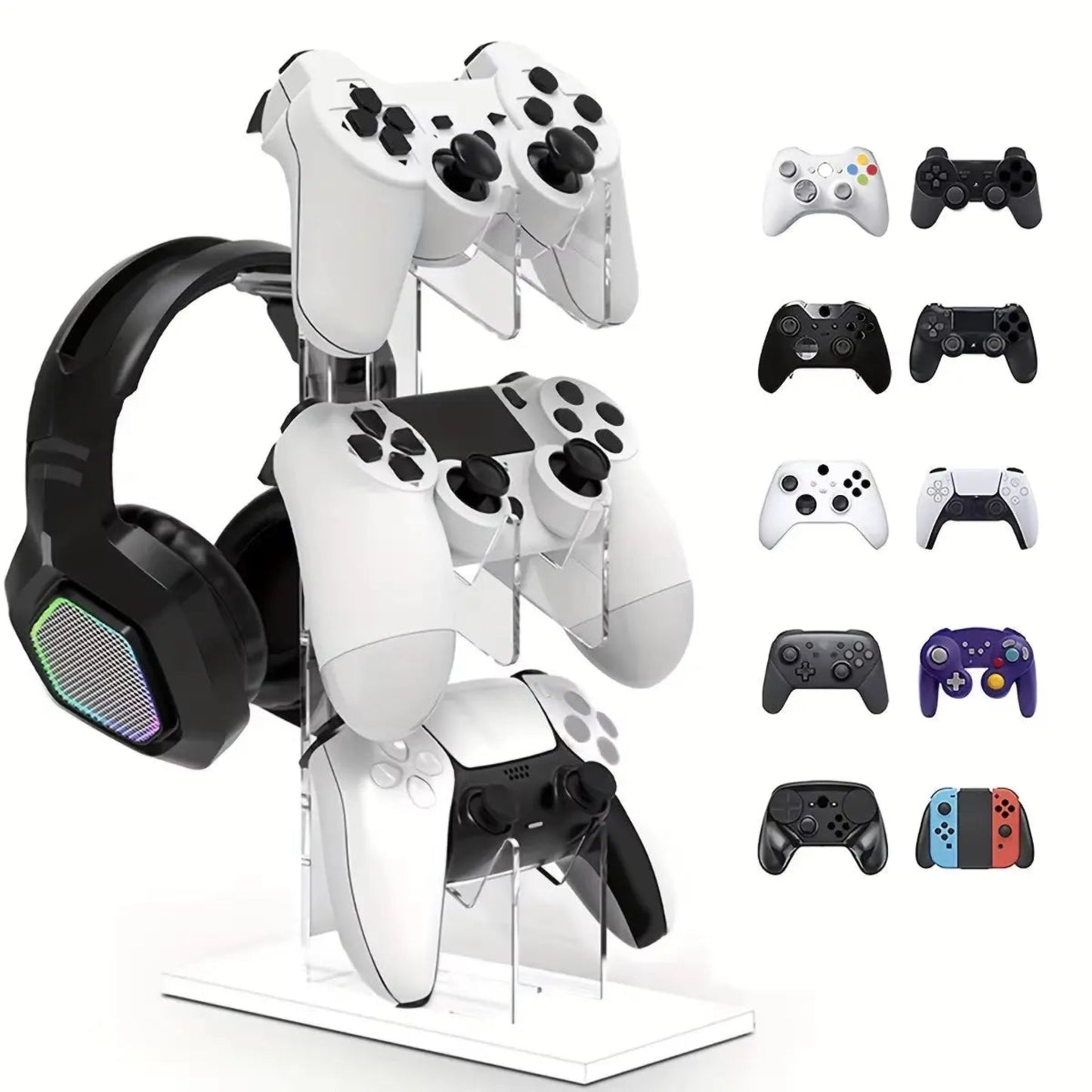 3-Layer Gaming Controller Stand - Headphone & Gamepad Storage
