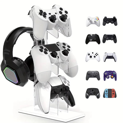 3-Layer Gaming Controller Stand - Headphone & Gamepad Storage