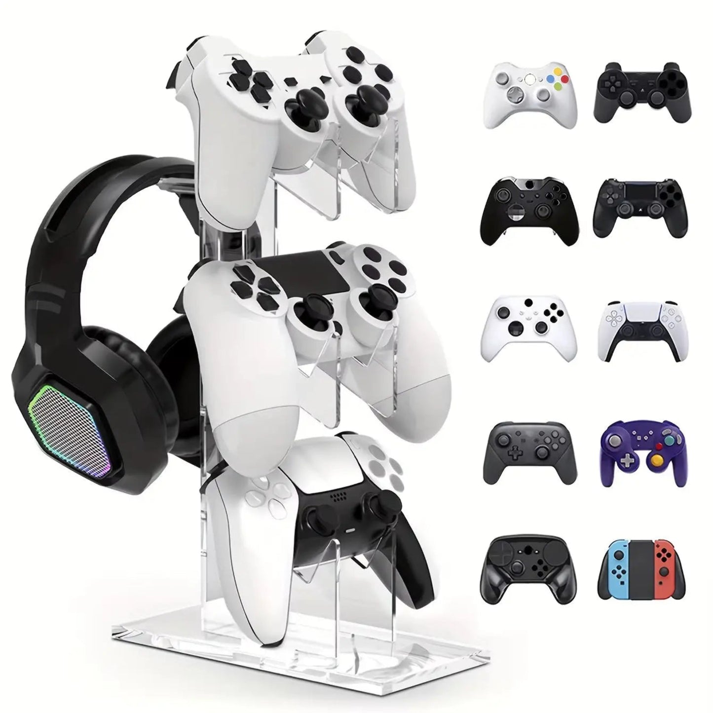 3-Layer Gaming Controller Stand - Headphone & Gamepad Storage