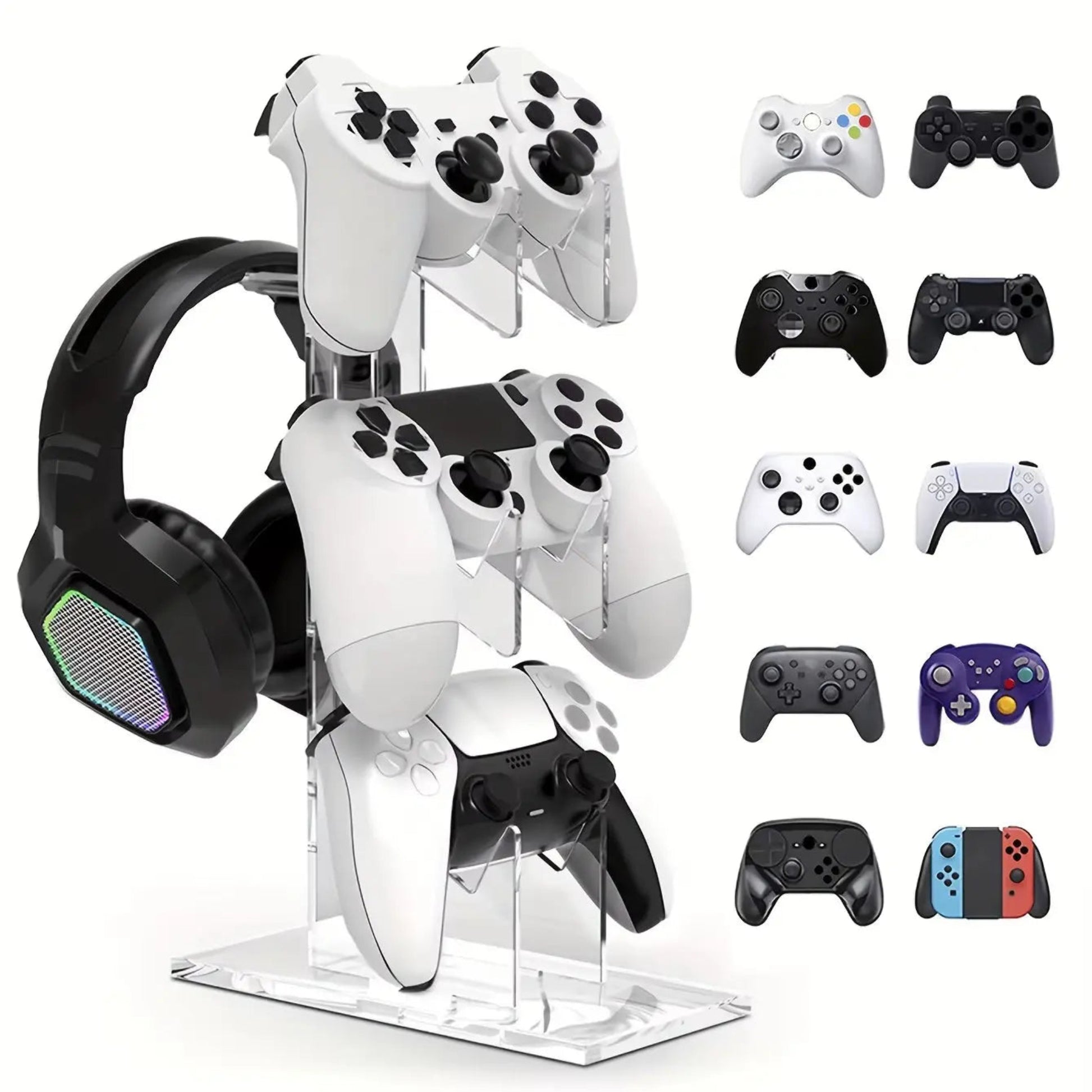 3-Layer Gaming Controller Stand - Headphone & Gamepad Storage