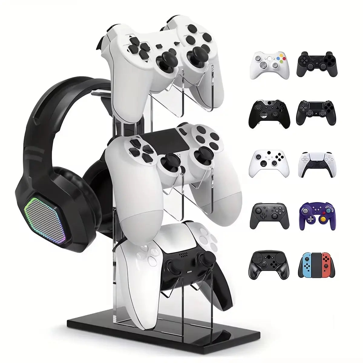 3-Layer Gaming Controller Stand - Headphone & Gamepad Storage