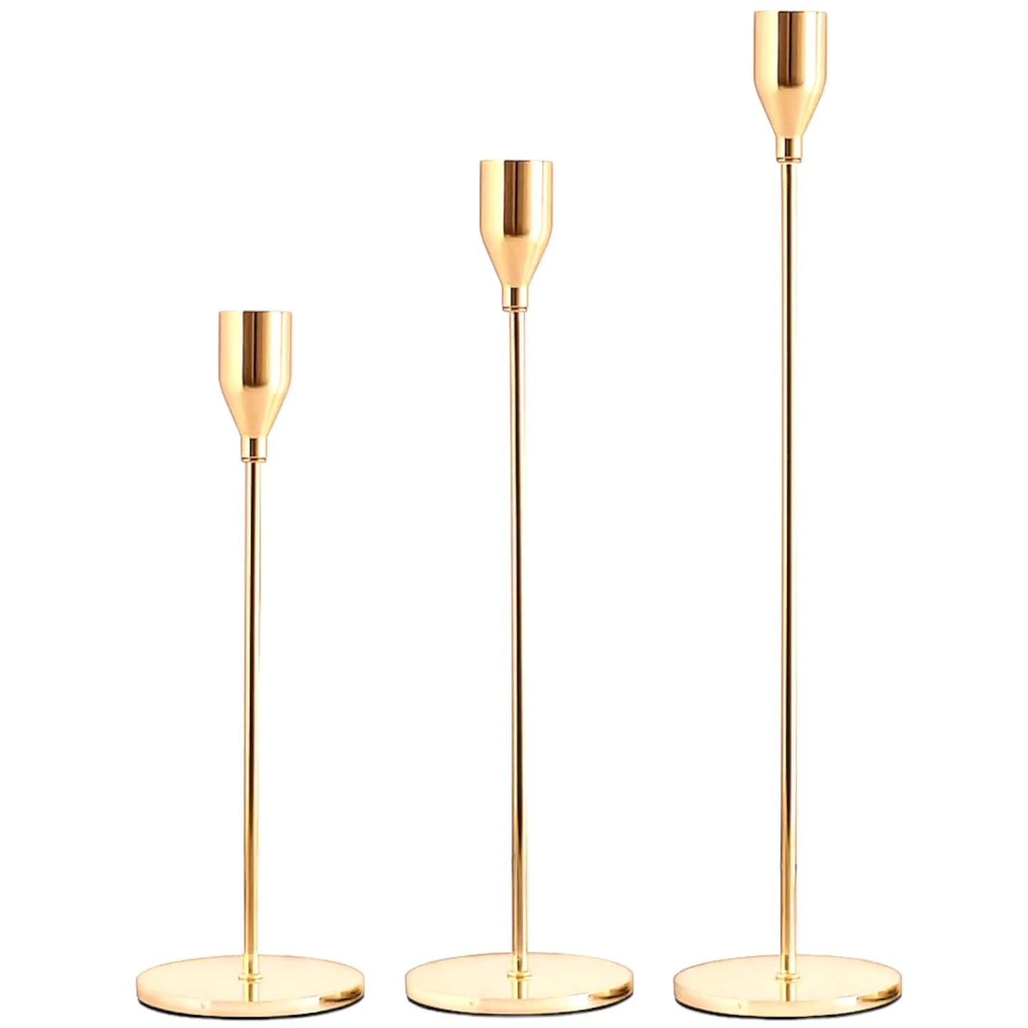 3-Piece Metal Candle Holder Set – Elegant Gold Candlesticks for Home and Event Decor Geniogoods