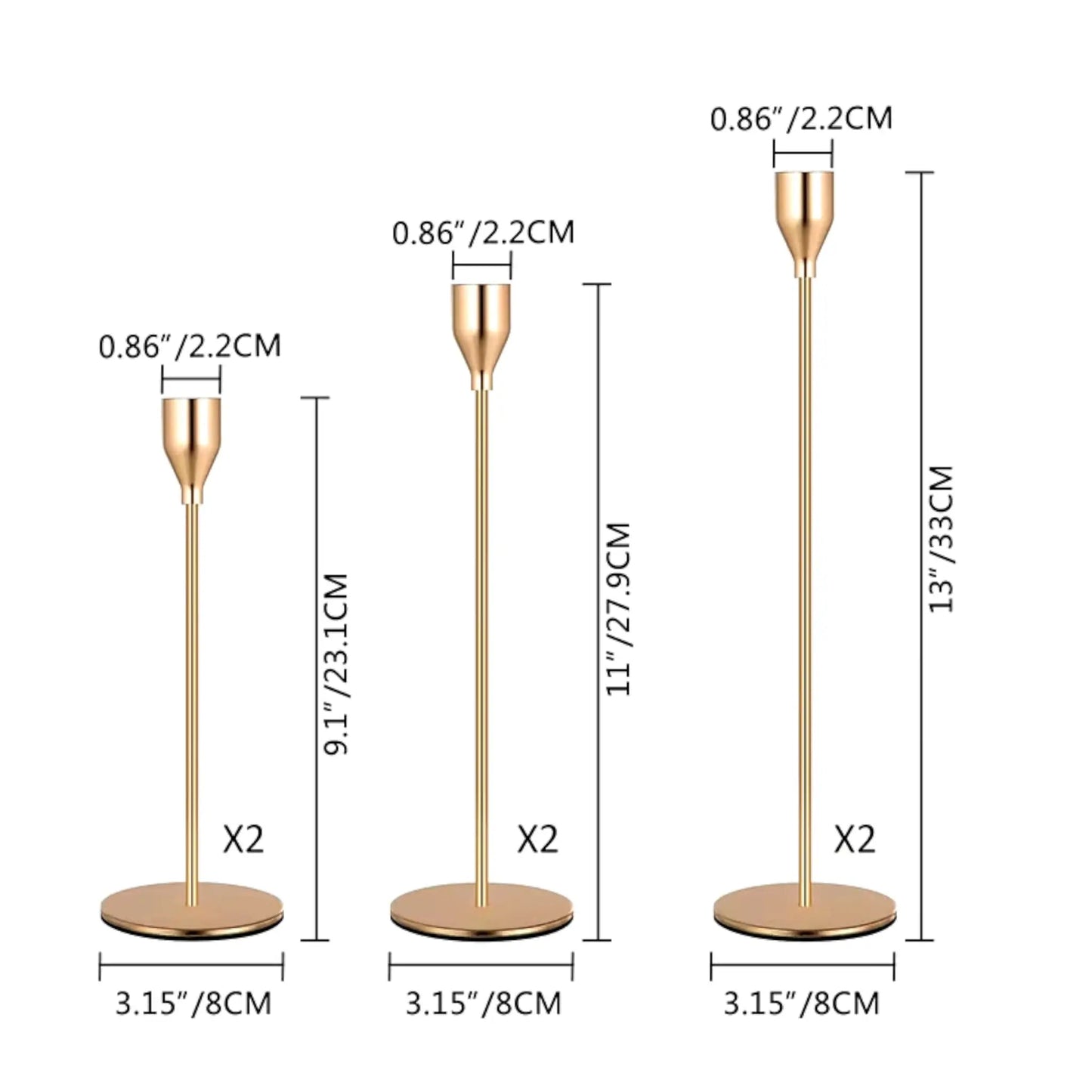 3-Piece Metal Candle Holder Set – Elegant Gold Candlesticks for Home and Event Decor Geniogoods