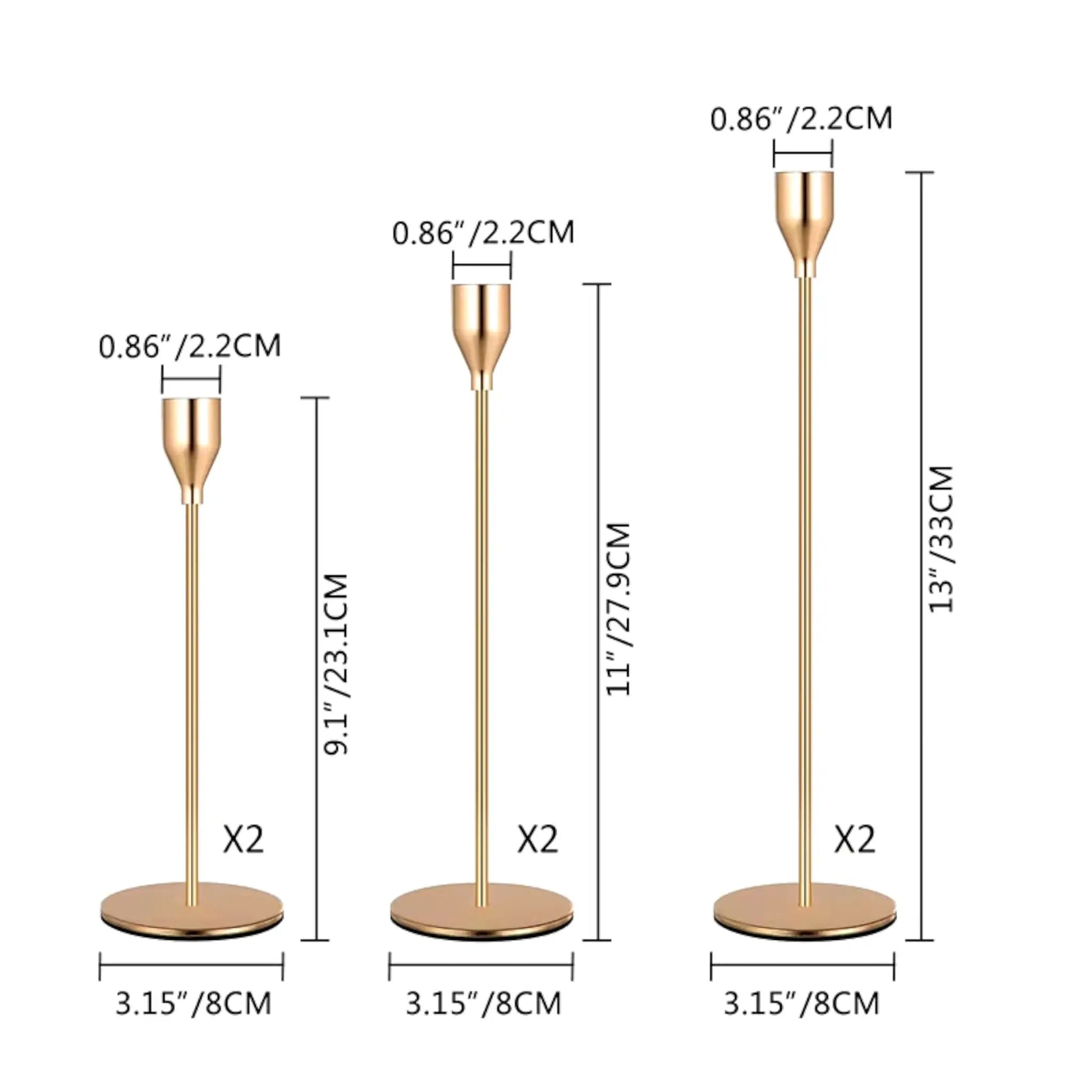 3-Piece Metal Candle Holder Set – Elegant Gold Candlesticks for Home and Event Decor Geniogoods