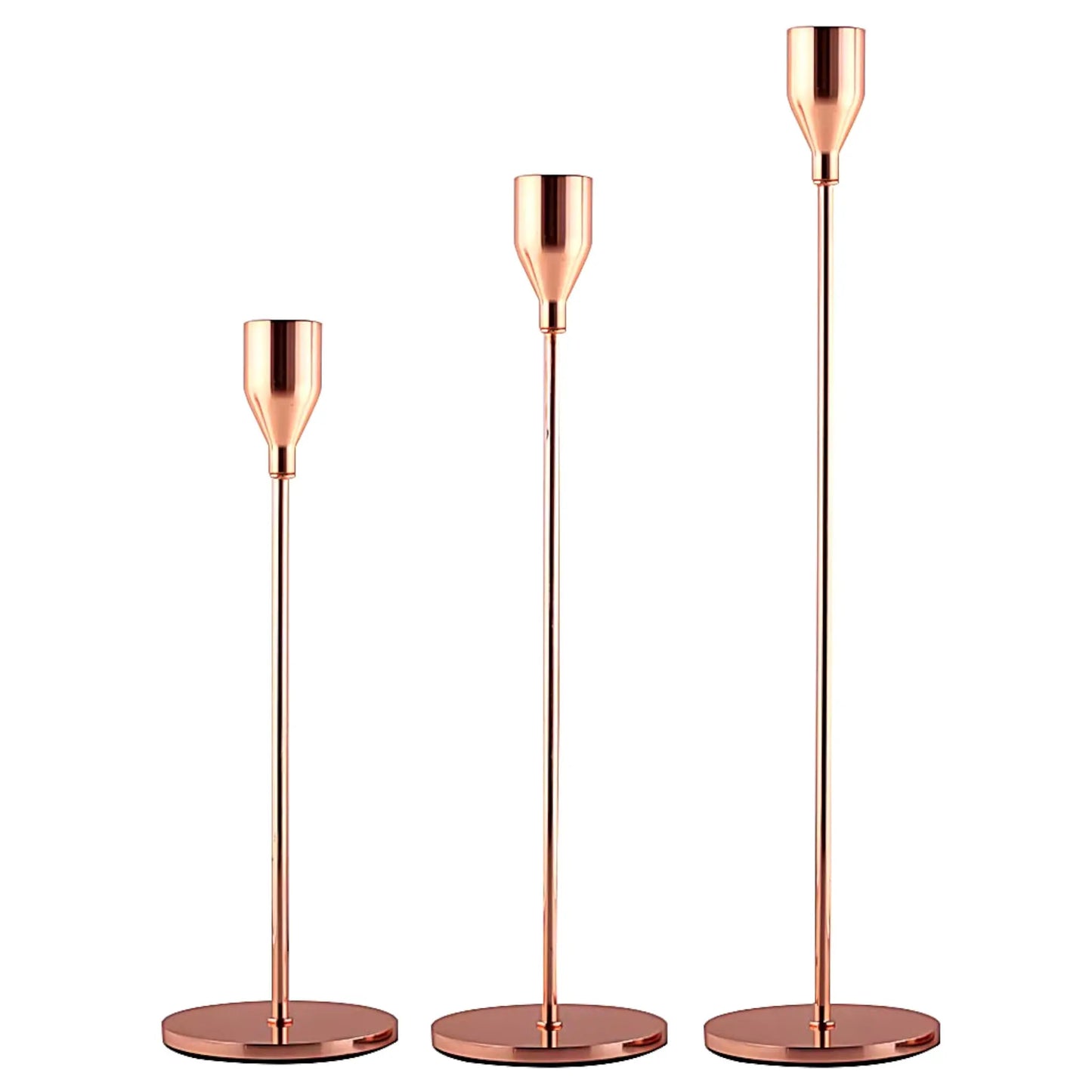 3-Piece Metal Candle Holder Set – Elegant Gold Candlesticks for Home and Event Decor Geniogoods
