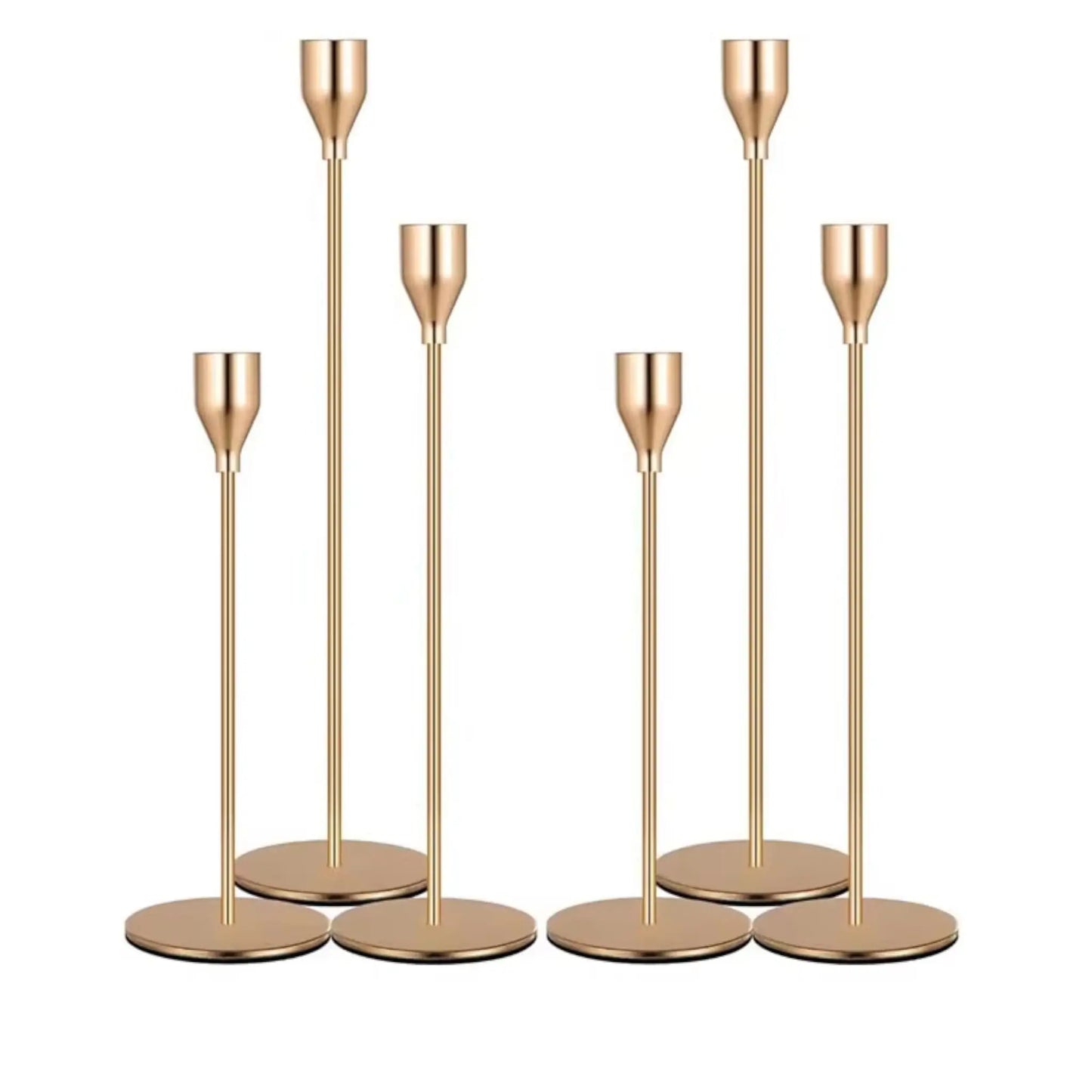 3-Piece Metal Candle Holder Set – Elegant Gold Candlesticks for Home and Event Decor Geniogoods