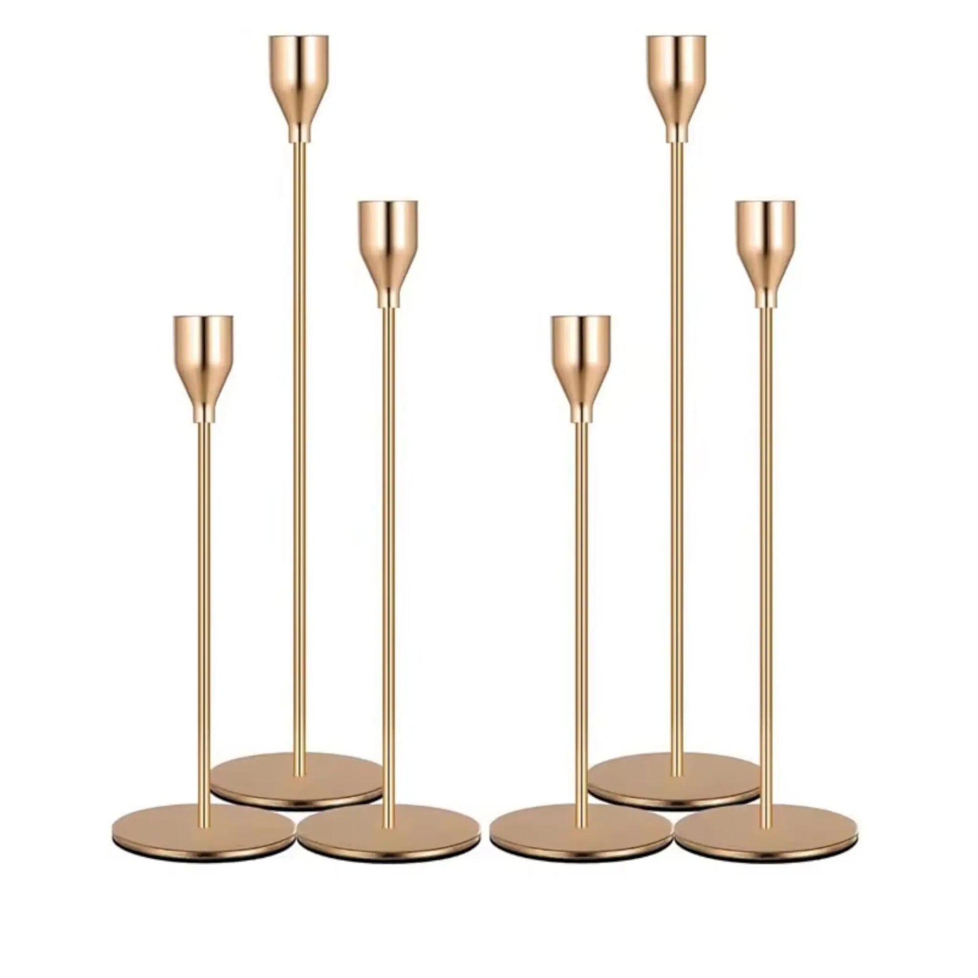 3-Piece Metal Candle Holder Set – Elegant Gold Candlesticks for Home and Event Decor Geniogoods