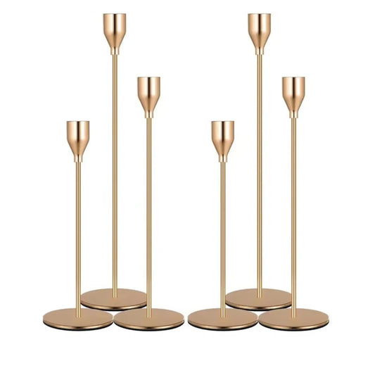 3-Piece Metal Candle Holder Set – Elegant Gold Candlesticks for Home and Event Decor Geniogoods