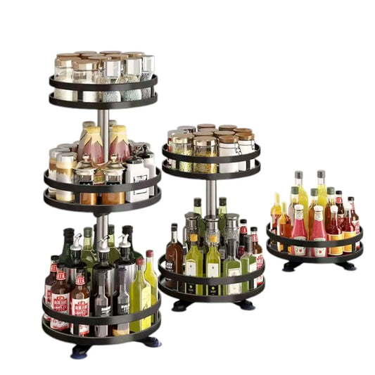 360° Rotatable Spice Rack Organizer – Adjustable Height Lazy Susan for Efficient Kitchen Storage Geniogoods