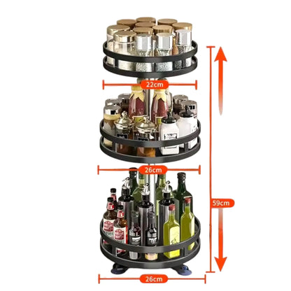 360° Rotatable Spice Rack Organizer – Adjustable Height Lazy Susan for Efficient Kitchen Storage Geniogoods