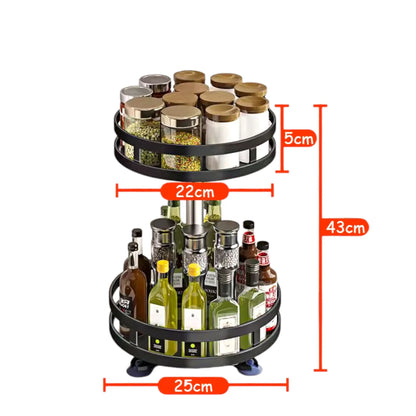 360° Rotatable Spice Rack Organizer – Adjustable Height Lazy Susan for Efficient Kitchen Storage Geniogoods