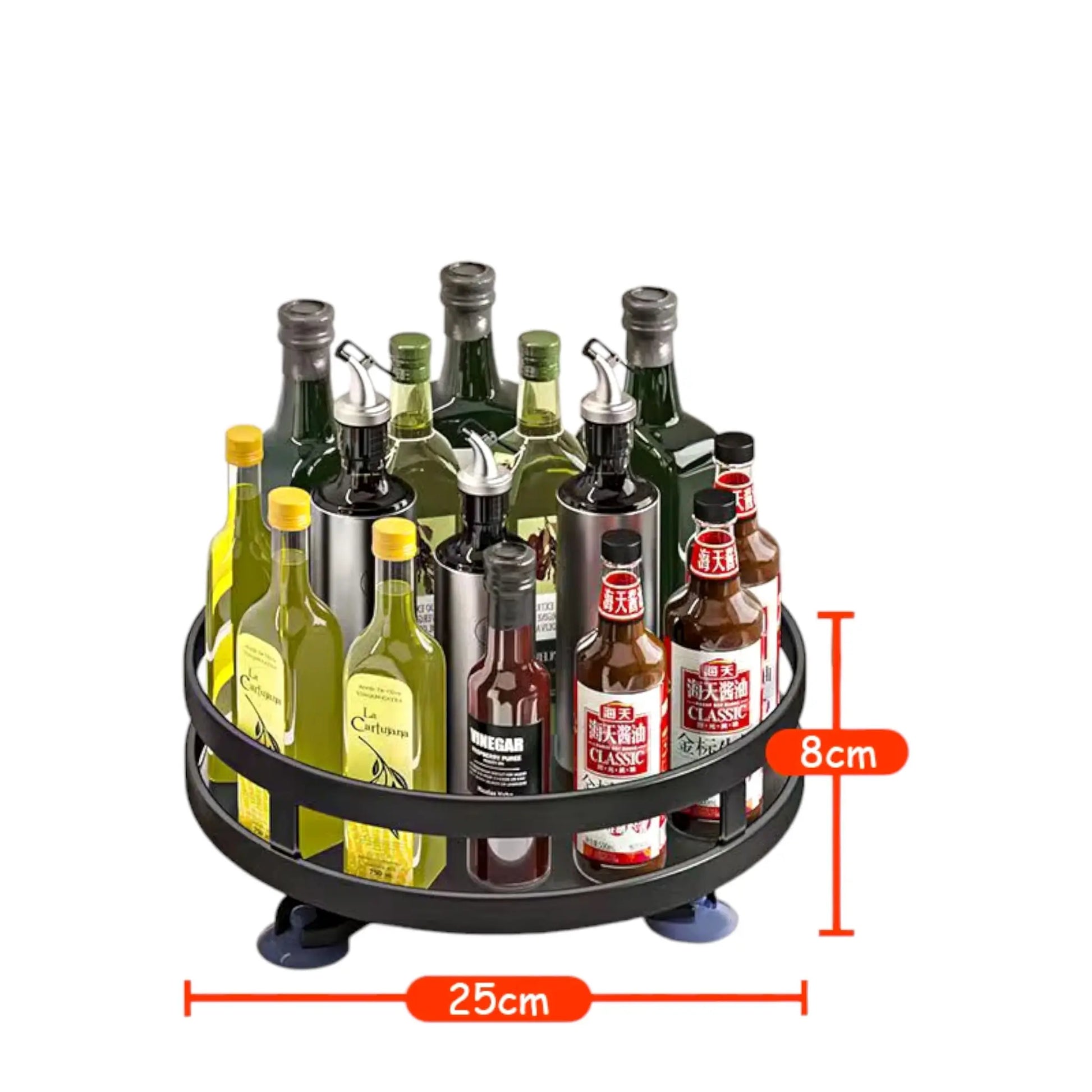 360° Rotatable Spice Rack Organizer – Adjustable Height Lazy Susan for Efficient Kitchen Storage Geniogoods