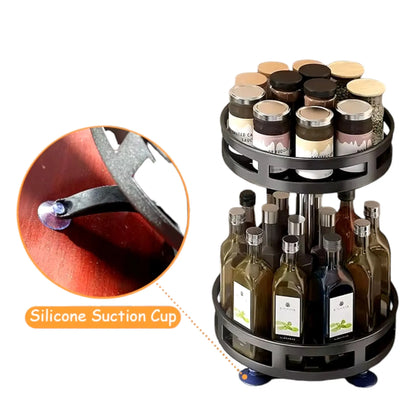 360° Rotatable Spice Rack Organizer – Adjustable Height Lazy Susan for Efficient Kitchen Storage Geniogoods