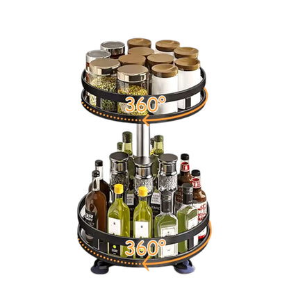 360° Rotatable Spice Rack Organizer – Adjustable Height Lazy Susan for Efficient Kitchen Storage Geniogoods