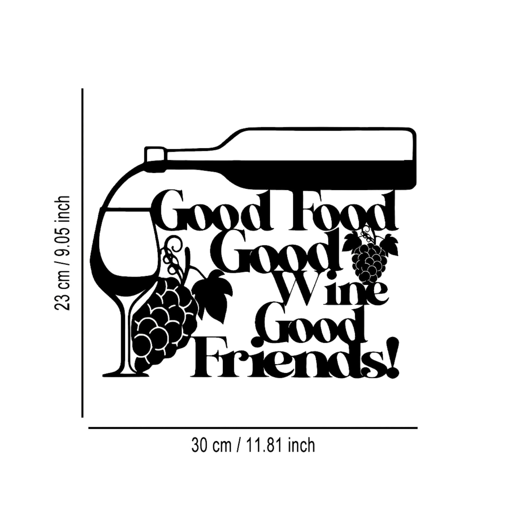 Good Food Good Wine Good Friends Metal Wall Art – Kitchen Bar Decor