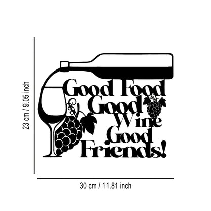 Good Food Good Wine Good Friends Metal Wall Art – Kitchen Bar Decor
