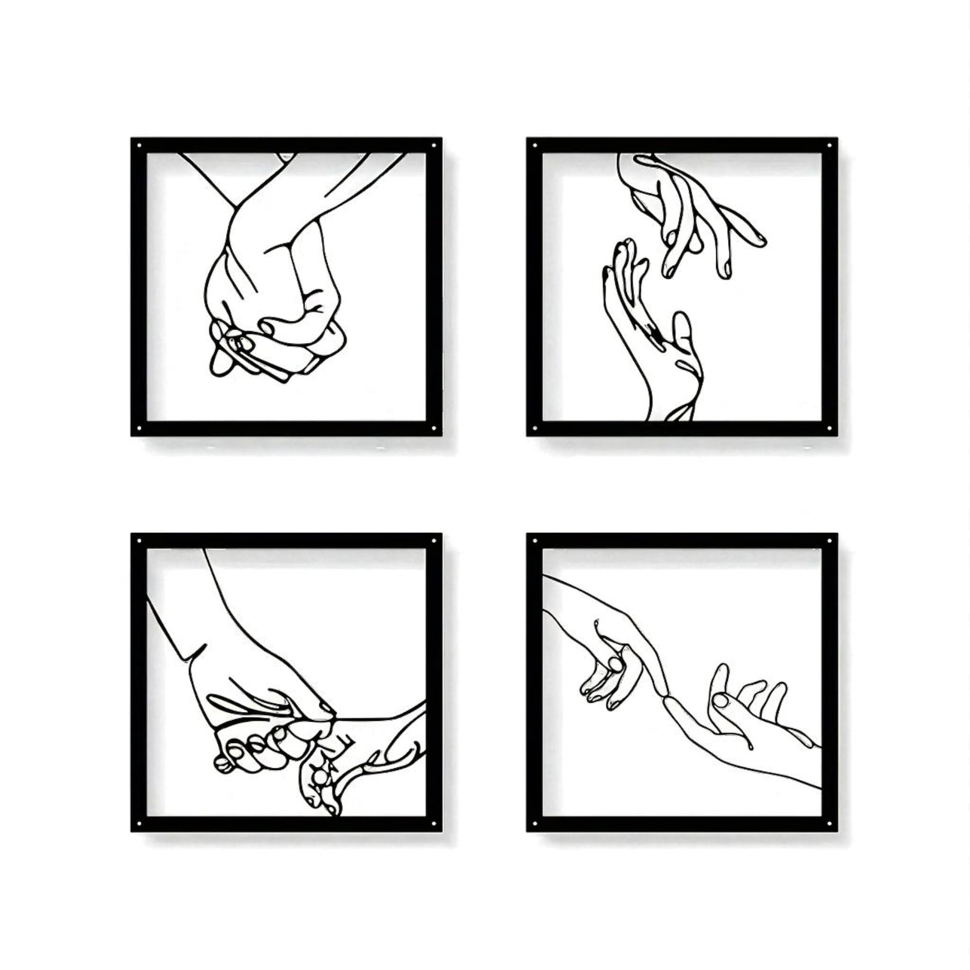 Minimalist Hand Line Art – Black Metal Wall Art