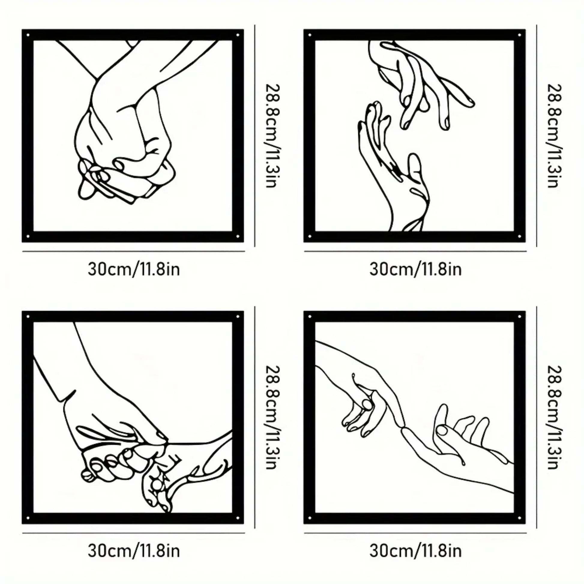 Minimalist Hand Line Art – Black Metal Wall Art