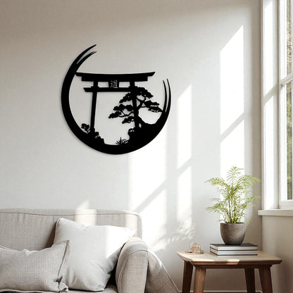 Japanese Torii Gate Metal Wall Sculpture – Zen Bonsai Art