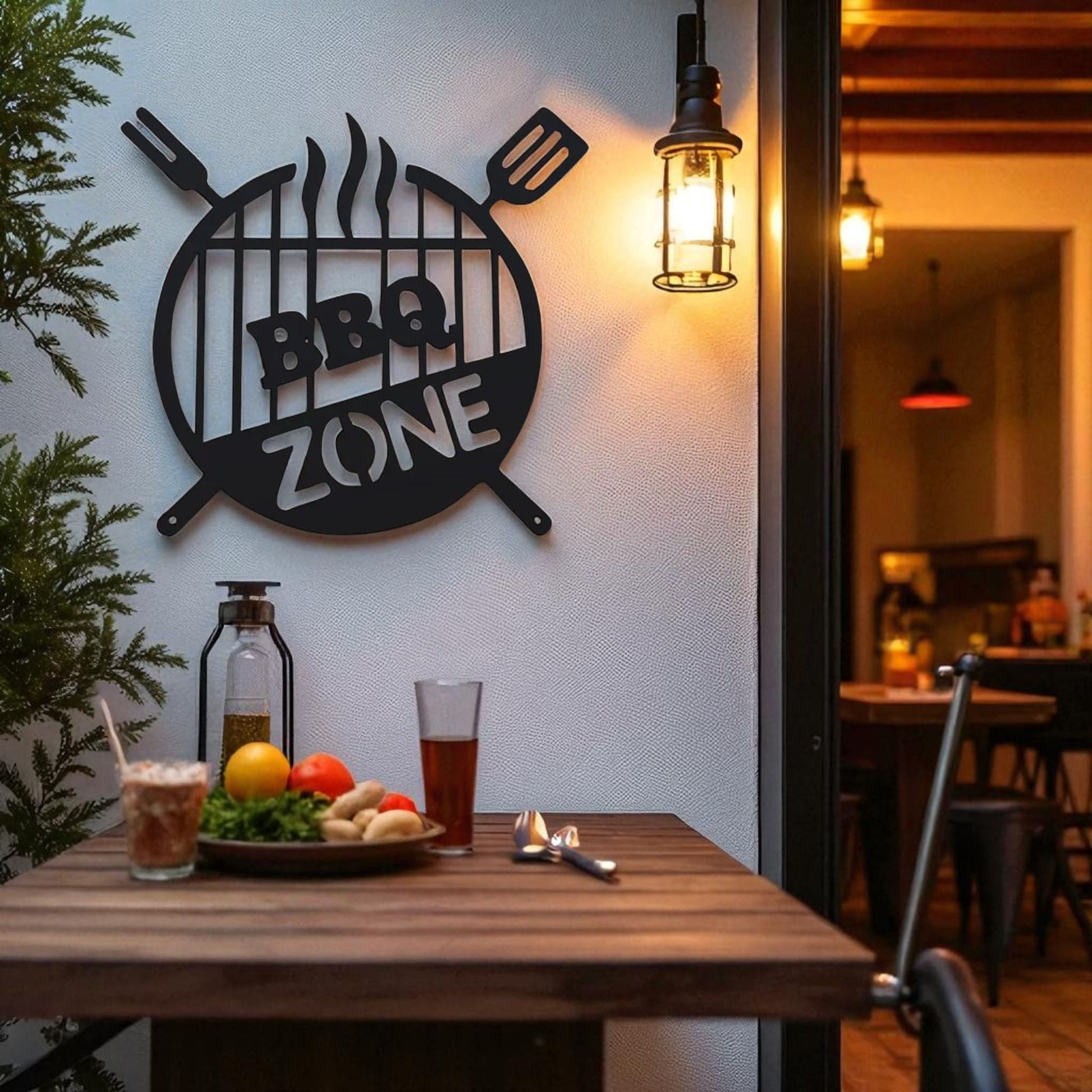 BBQ Zone Metal Sign – Outdoor Grill & Patio Wall Decor