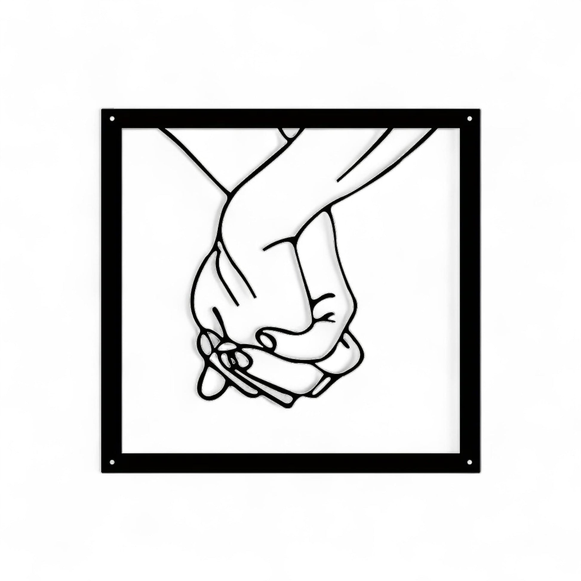 Minimalist Hand Line Art – Black Metal Wall Art