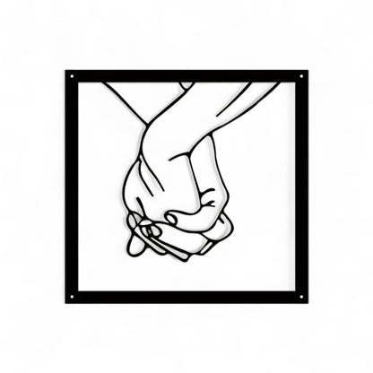 Minimalist Hand Line Art – Black Metal Wall Art