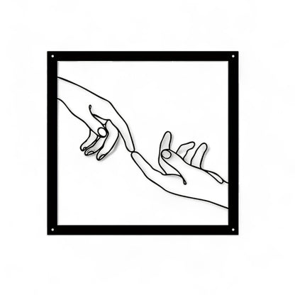 Minimalist Hand Line Art – Black Metal Wall Art