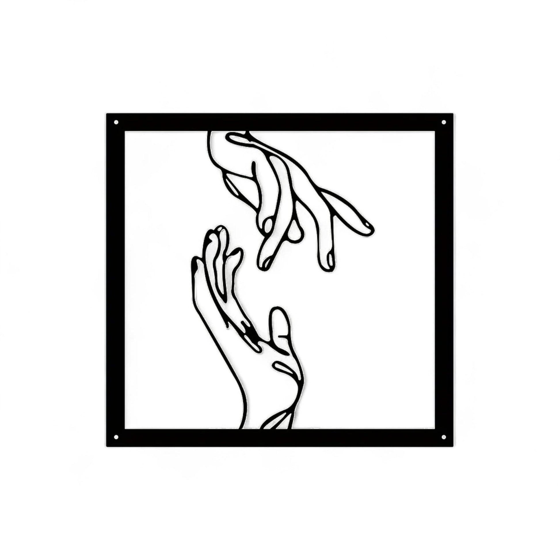 Minimalist Hand Line Art – Black Metal Wall Art