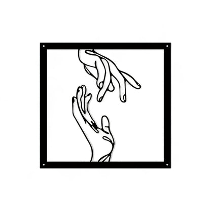 Minimalist Hand Line Art – Black Metal Wall Art