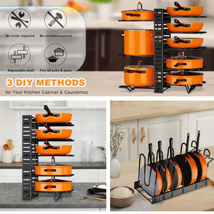 8-Tier Pot Rack Organizer | Space-Saving Kitchen Storage Geniogoods