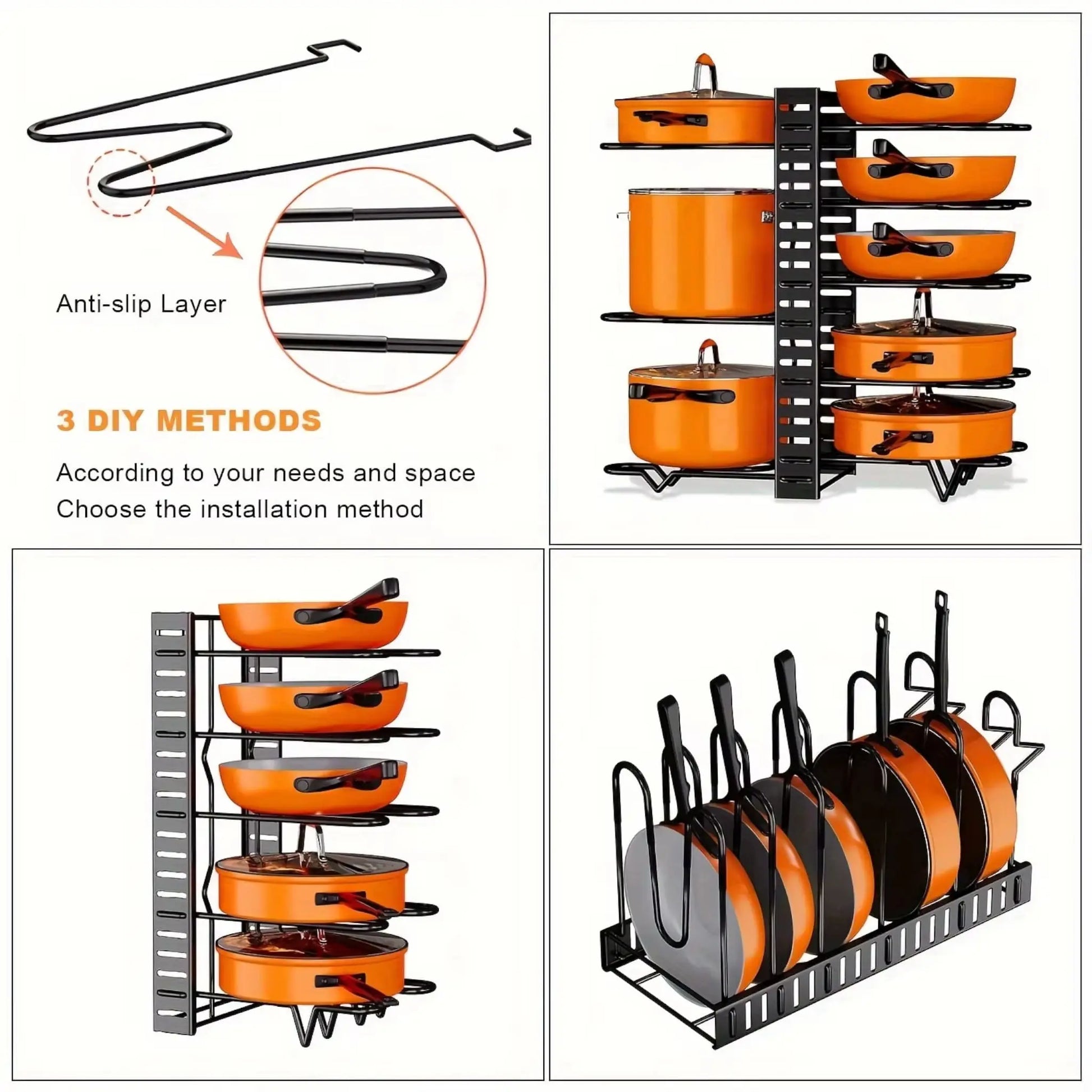 8-Tier Pot Rack Organizer | Space-Saving Kitchen Storage Geniogoods