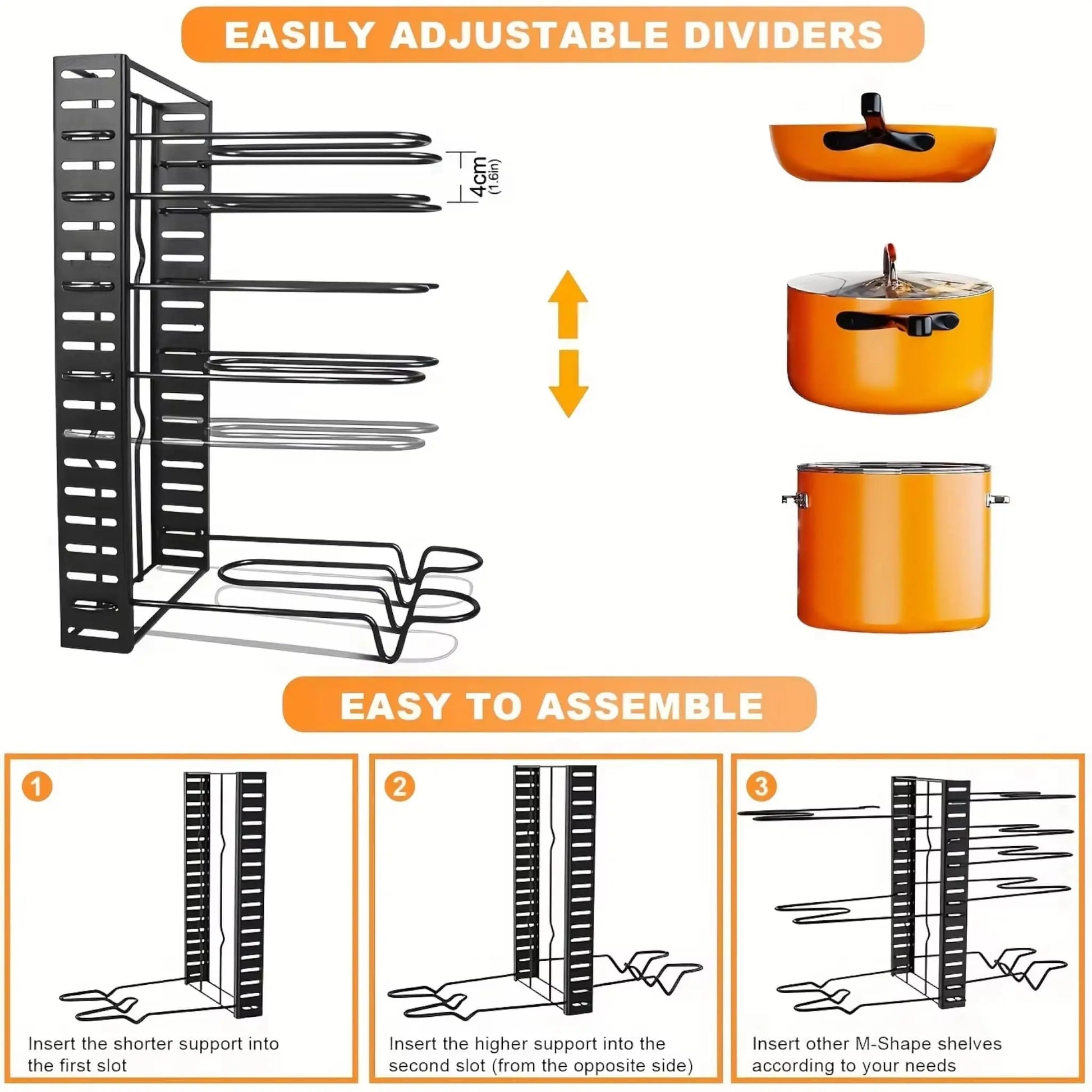 8-Tier Pot Rack Organizer | Space-Saving Kitchen Storage Geniogoods
