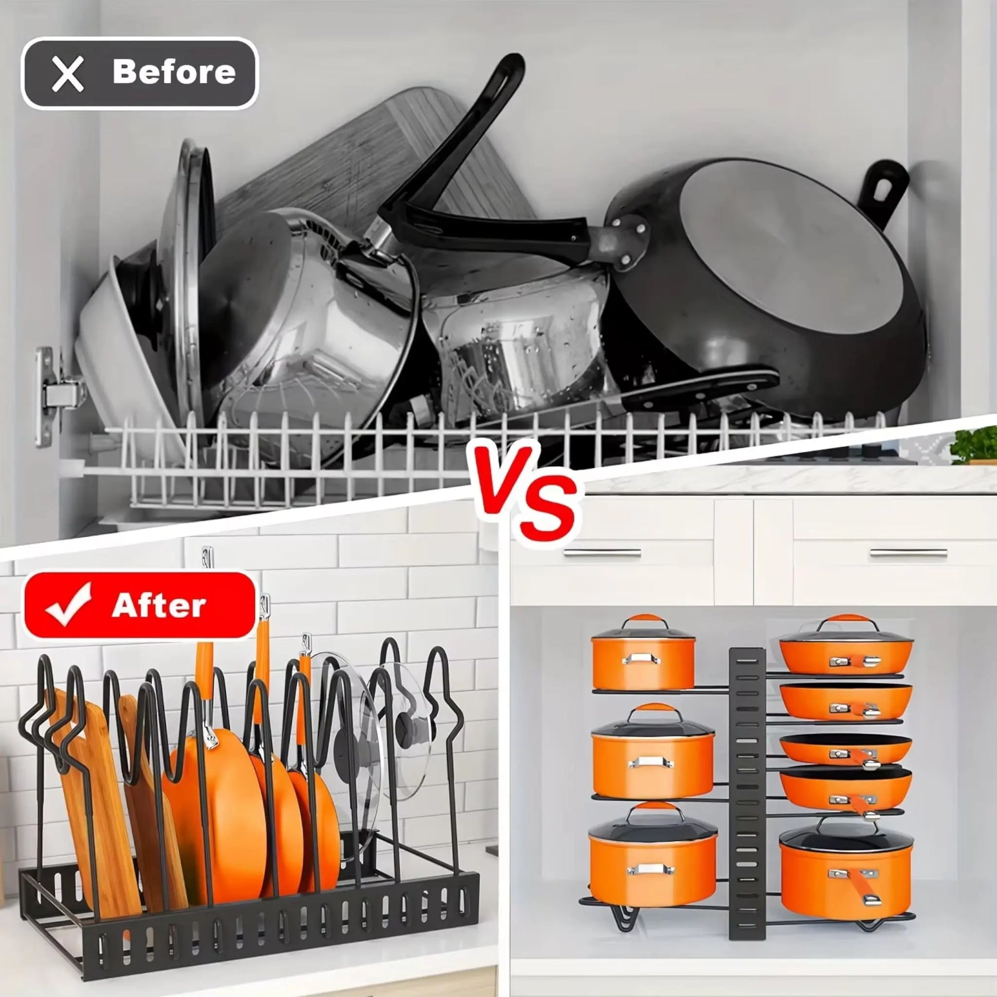8-Tier Pot Rack Organizer | Space-Saving Kitchen Storage Geniogoods