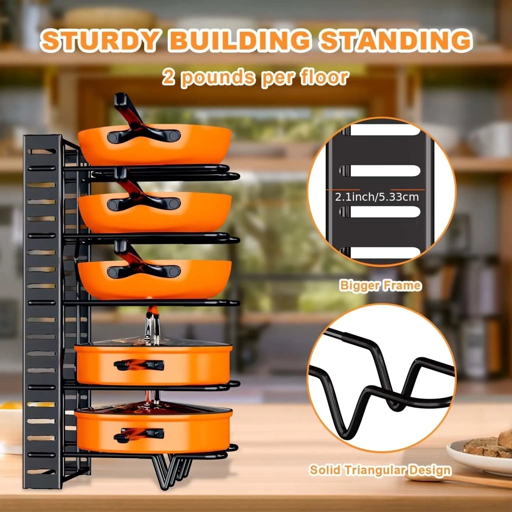 8-Tier Pot Rack Organizer | Space-Saving Kitchen Storage Geniogoods