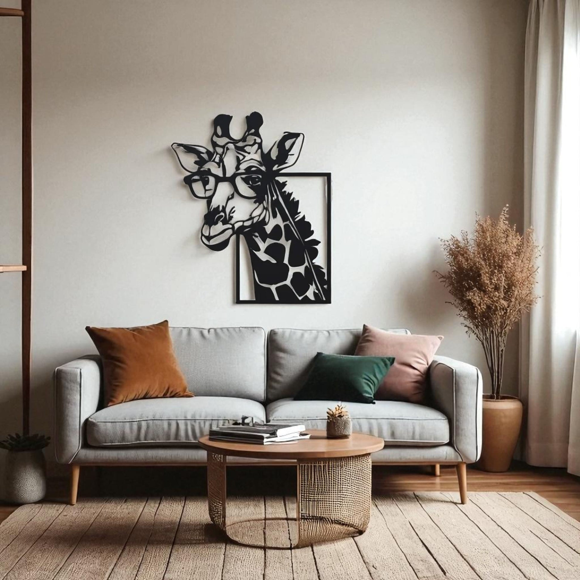 Giraffe Metal Wall Art with Glasses – Fun Animal Lover Decor