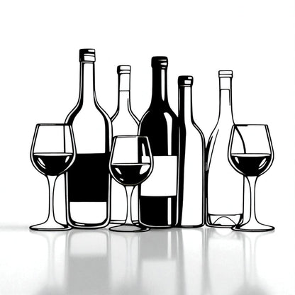 Metal Wine Bottles & Glasses Wall Art – Bar Kitchen Decor